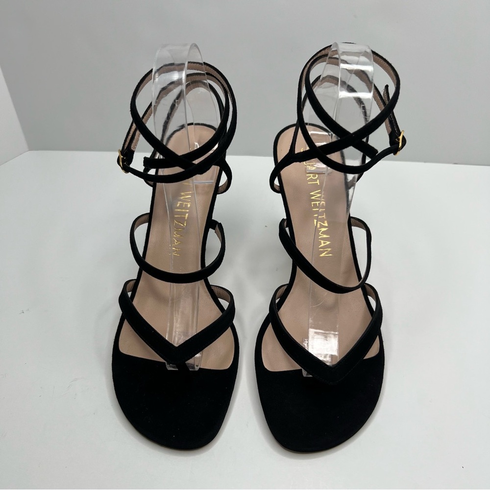 Stuart Weitzman Julina Black Patent Strappy Heels Sandals Size 9.5 - Picture 4 of 13